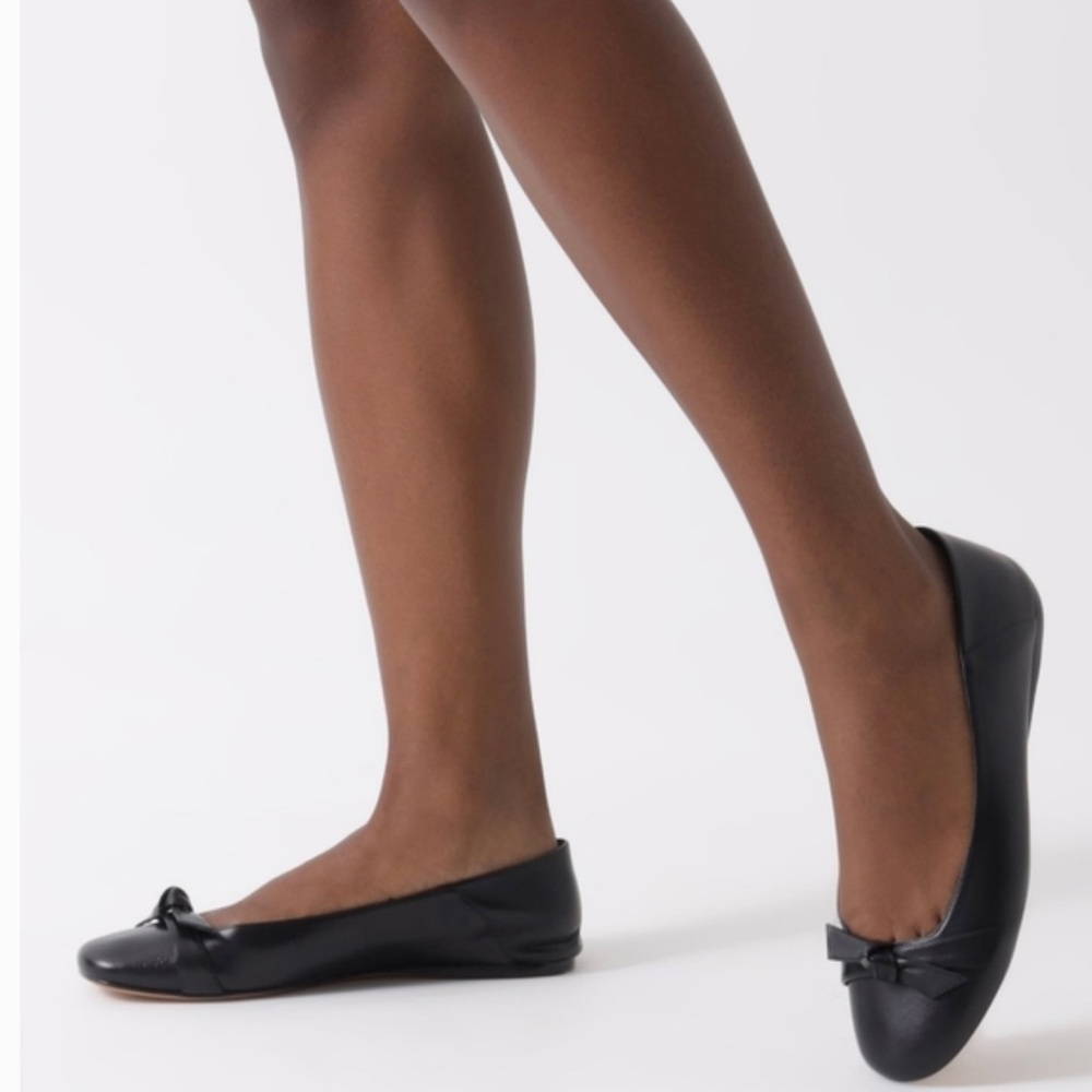 ALEXANDRE BIRMAN Clarita Bow Leather Ballet Flats Black Size EU 37 Brand New